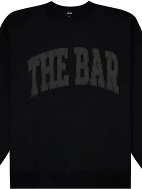 THE BAR Varsity Sweatshirt Black | Gray Logo Pullover Crewneck Size Large